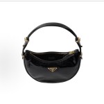 PRADA Arque Naplak hand-held shoulder bag for both men and women, black couple style